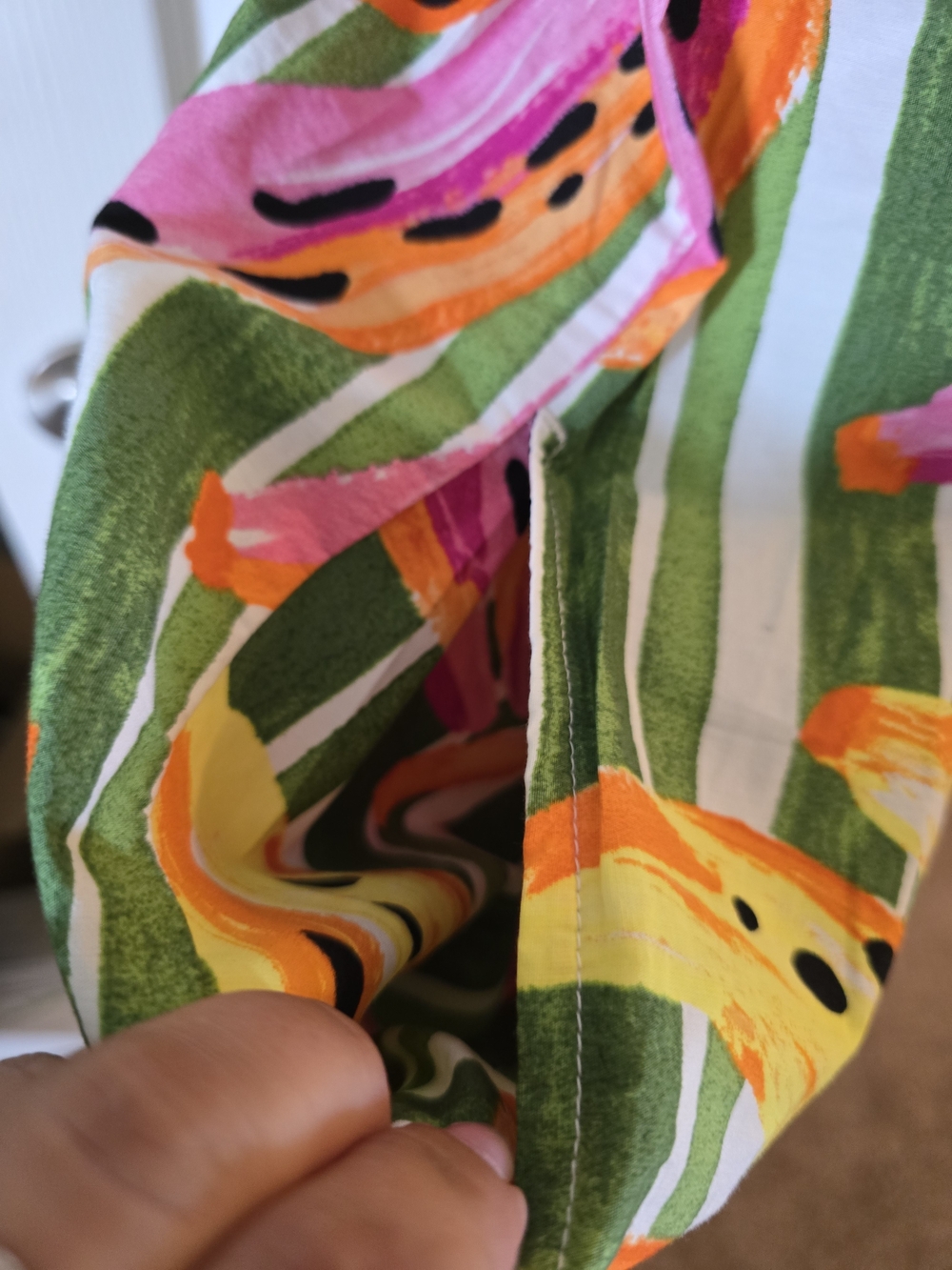 Tropical Stripe Banana Print Spaghetti Strap Shift Dress - Green & Pink - Picture 6 of 9